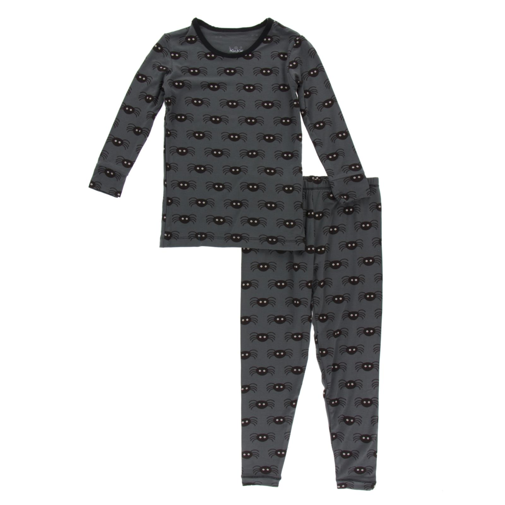 Print Long Sleeve Pajama Set - Stone Spiders