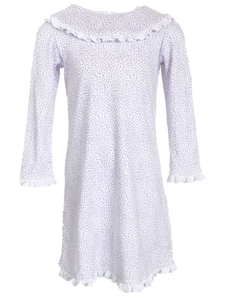 Lavender Cheetah Long Sleeve Madeline Dress With Bib Collar