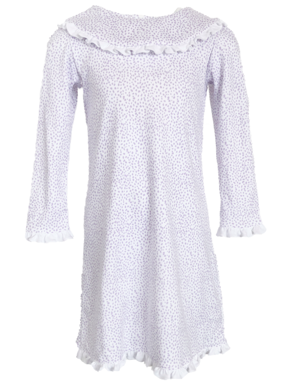 Lavender Cheetah Long Sleeve Madeline Dress With Bib Collar