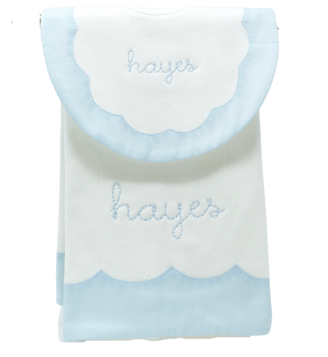 Little Hearts Scallop Bib And Burp Set - Blue