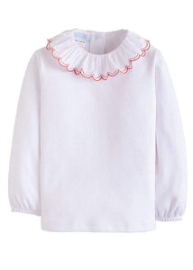 London Blouse - White With Red Trim