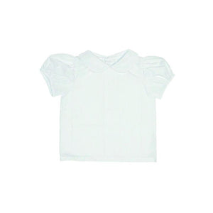 Maude's Peter Pan Collar Short Sleeve Woven Shirt - Worth Avenue White *