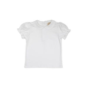 Maude's Peter Pan Collar Short Sleeve Pima Shirt - Worth Avenue White