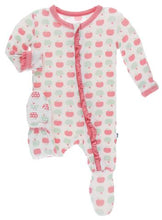 Load image into Gallery viewer, Natural Apples Muffin Ruffle Footie With Zipper

