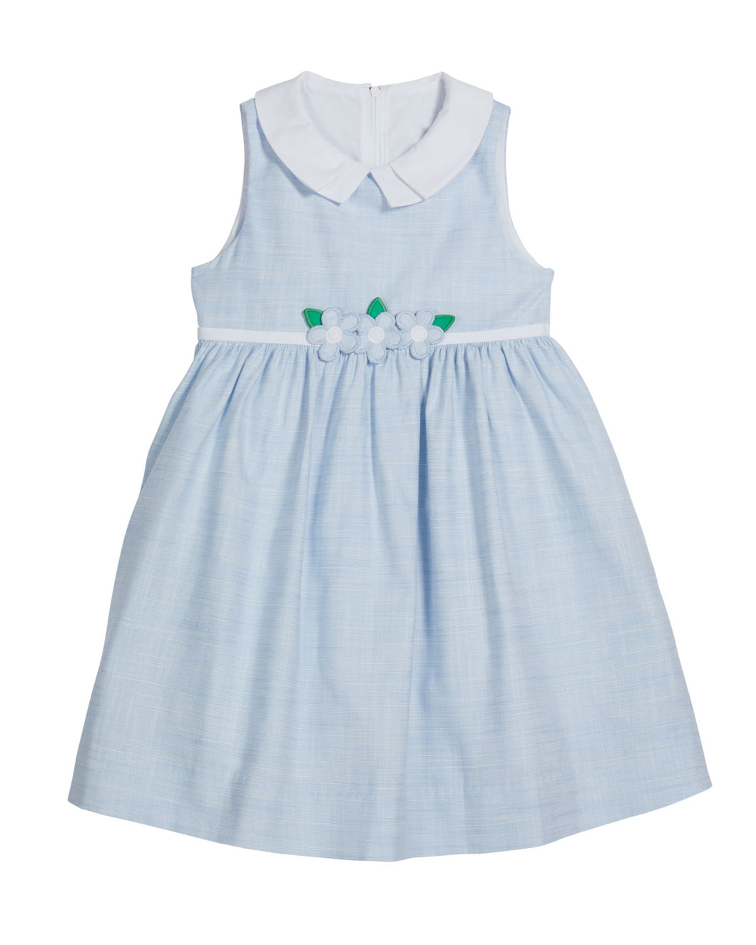 Blue Woven Dress With Double Collar