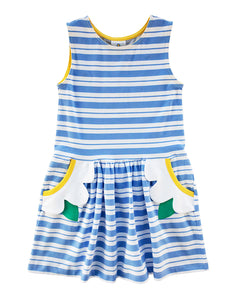 Stripe Knit Dress With Flower Pockets