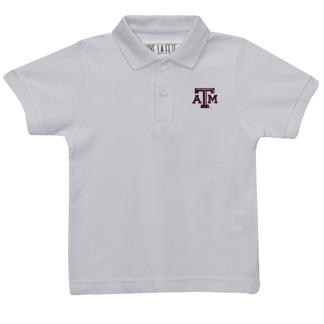 Texas A&M Embroidered White Polo