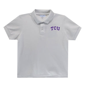 TCU Embroidered White Polo