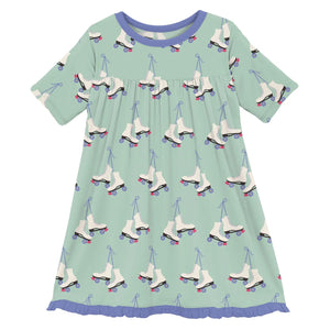 Pistachio Roller Skates Short Sleeve Swing Dress