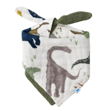 Load image into Gallery viewer, Cotton Muslin Reversible Bandana Bib - Dino Friends
