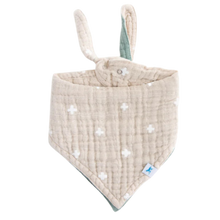 Load image into Gallery viewer, Cotton Muslin Reversible Bandana Bib - Taupe Cross

