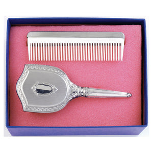 Pewter Two Piece Girl's Comb And Brush Set