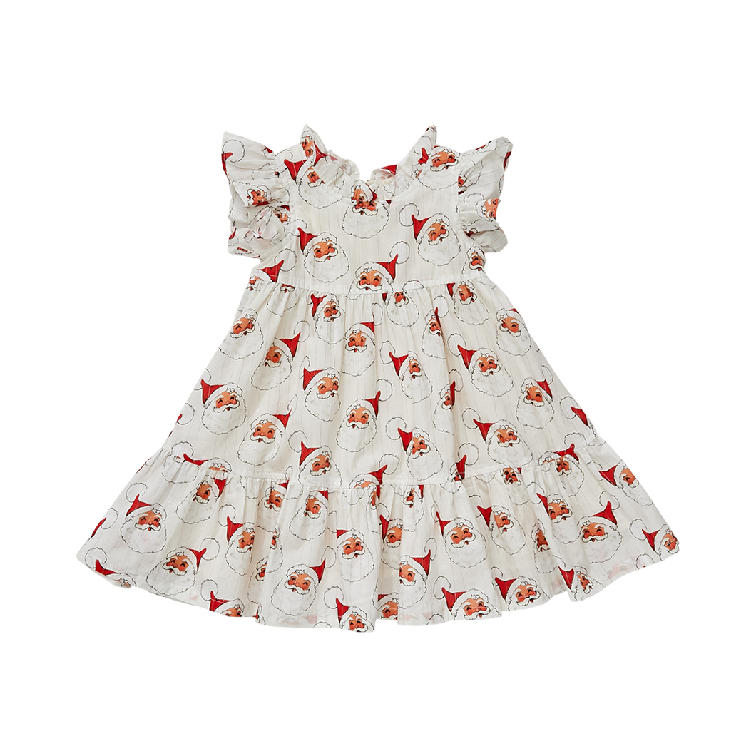 Jennifer Dress - Antique White Santas