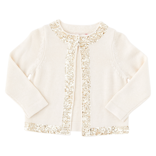 Sequins Sweater - Cream with Sparkle Trim