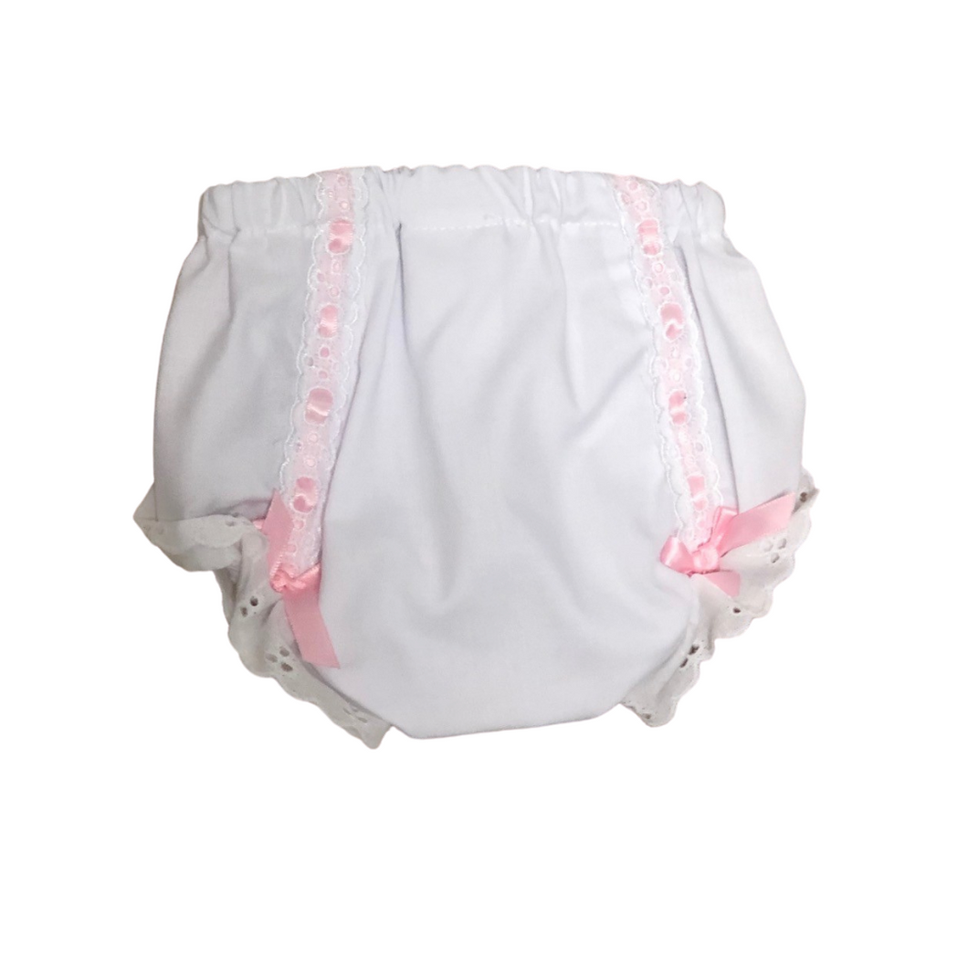 Diaper Cover with Pink Eyelet Beading