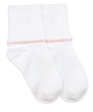 Load image into Gallery viewer, Pink Trimmed Smooth Toe Tatted Edge Turn Cuff Socks
