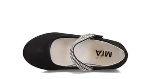 Poppy Flat - Black With Rhinestone Strap