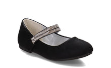 Load image into Gallery viewer, Poppy Flat - Black With Rhinestone Strap
