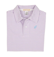 Load image into Gallery viewer, Prim &amp; Proper Pima Polo - Lauderdale Lavender Stripe With Beale Street Blue Stork
