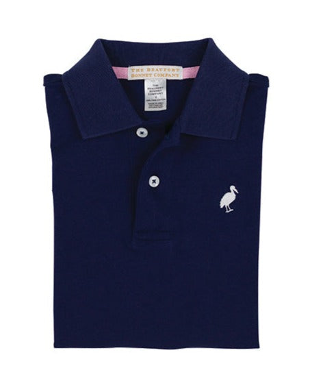 Prim & Proper Pima Polo - Nantucket Navy With Worth Avenue White Stork