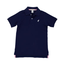 Load image into Gallery viewer, Prim &amp; Proper Pima Polo - Nantucket Navy With Worth Avenue White Stork
