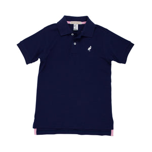 Prim & Proper Pima Polo - Nantucket Navy With Worth Avenue White Stork