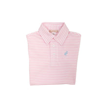 Load image into Gallery viewer, Prim &amp; Proper Polo - Palm Beach Pink Stripe with Buckhead Blue Stork
