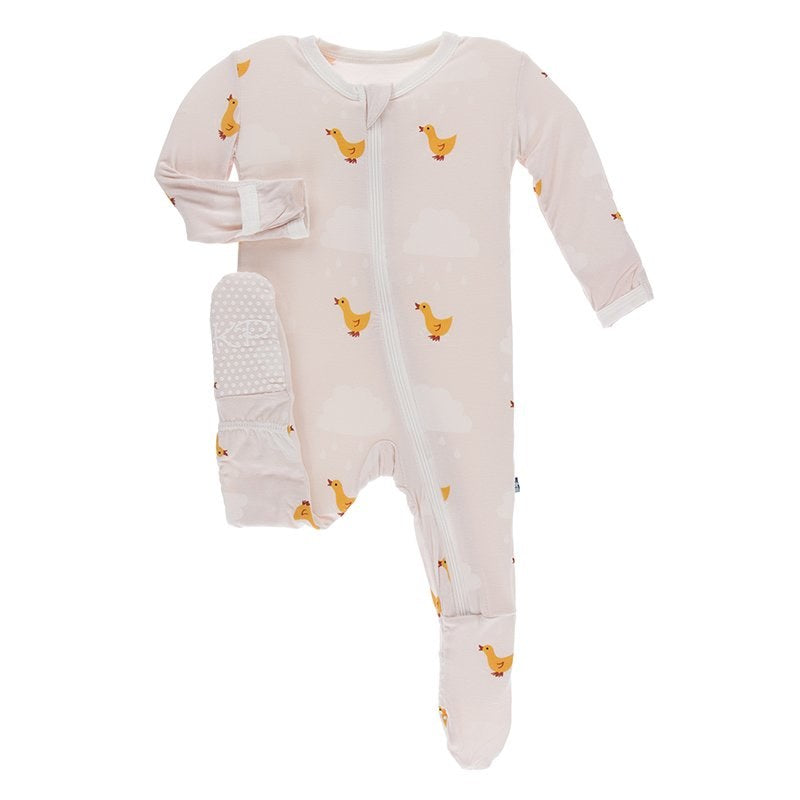 Puddle Duck Ruffle Footie with Zipper