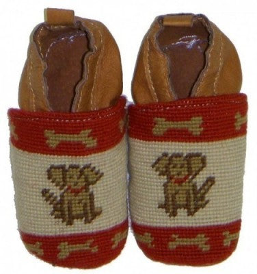 Puppy Needlepoint Baby Bootie