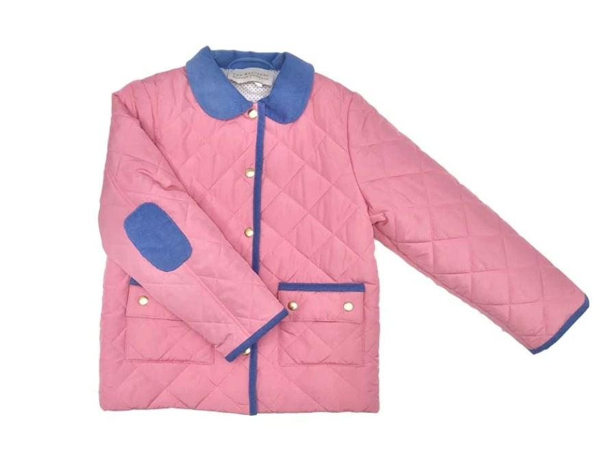 Kendall's Quilted Coat Hamptons Hot Pink with Periwinkle