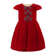 Load image into Gallery viewer, Red Tartan Bow Velvet Dress
