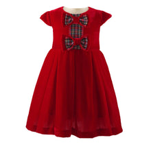 Load image into Gallery viewer, Red Tartan Bow Velvet Dress
