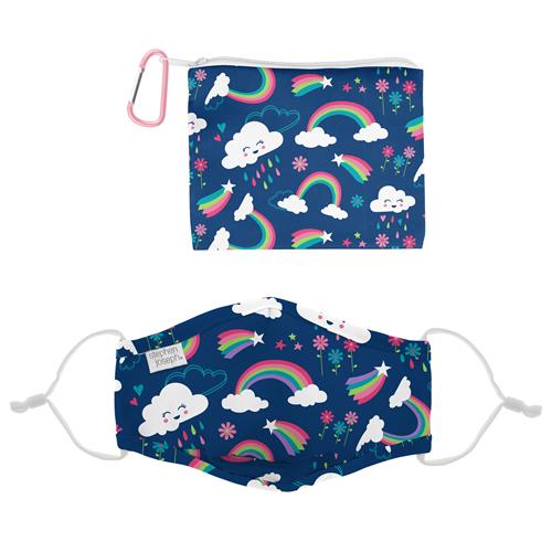 Kid's Polyester Face Mask With Pouch - Rainbow