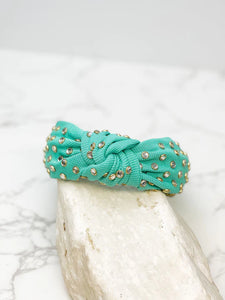 Crystal Studded Top Knot Headband - Assorted