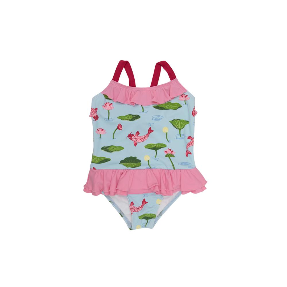 Rodeo Drive Ruffle Swimsuit - Cute & Koi with Hamptons Hot Pink