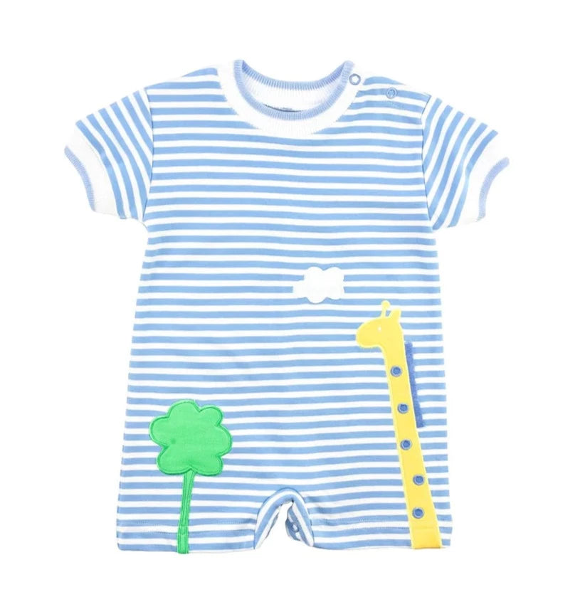 Stripe Knit Shortall With Giraffe