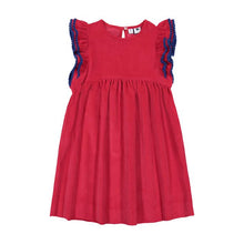 Load image into Gallery viewer, Zoe Red Corduroy Flutter Sleeve Dress
