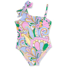 Load image into Gallery viewer, One Shoulder Periwinkle Swirl Swimsuit
