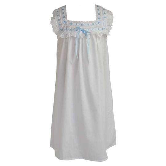 Faye Blue Ribbon Trim Night Dress