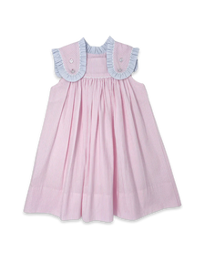 Frances Flap Dress - Pink/White Seersucker