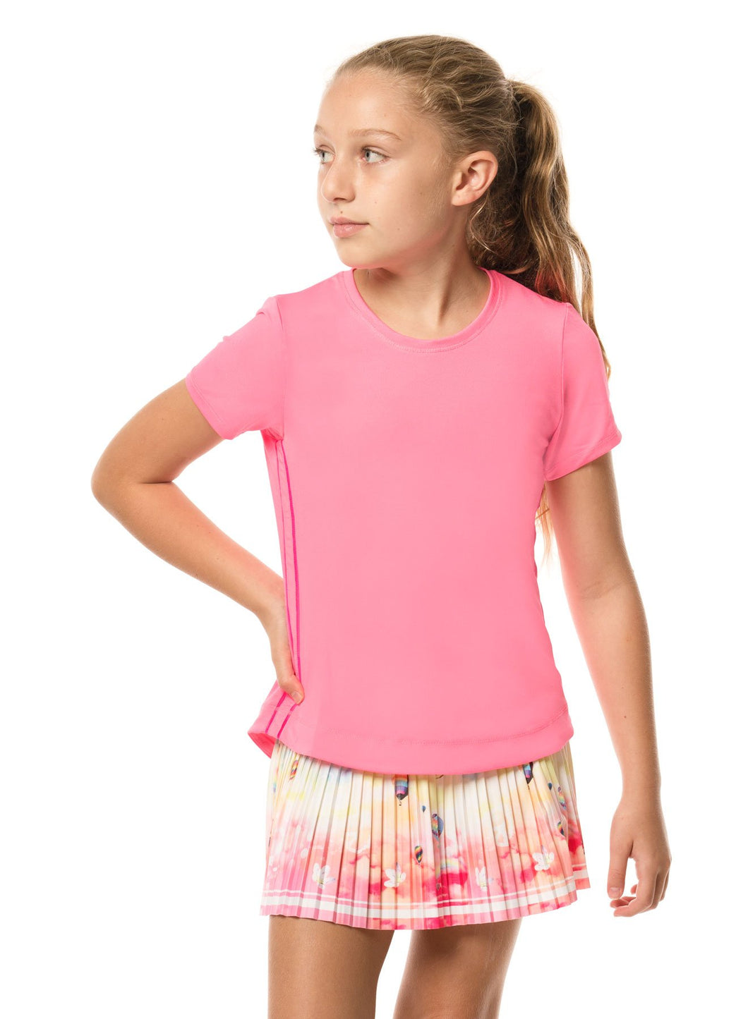 Dynamic High-Low Short Sleeve Shirt - Pink