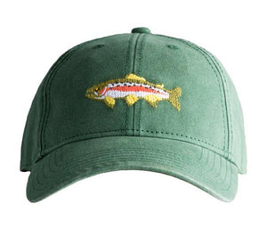Adult Trout On Moss Gree Baseball Hat