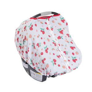 Cotton Muslin Car Seat Canopy - Strawberry