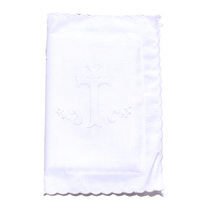 Scalloped Bible Cover with White Embroidered Cross