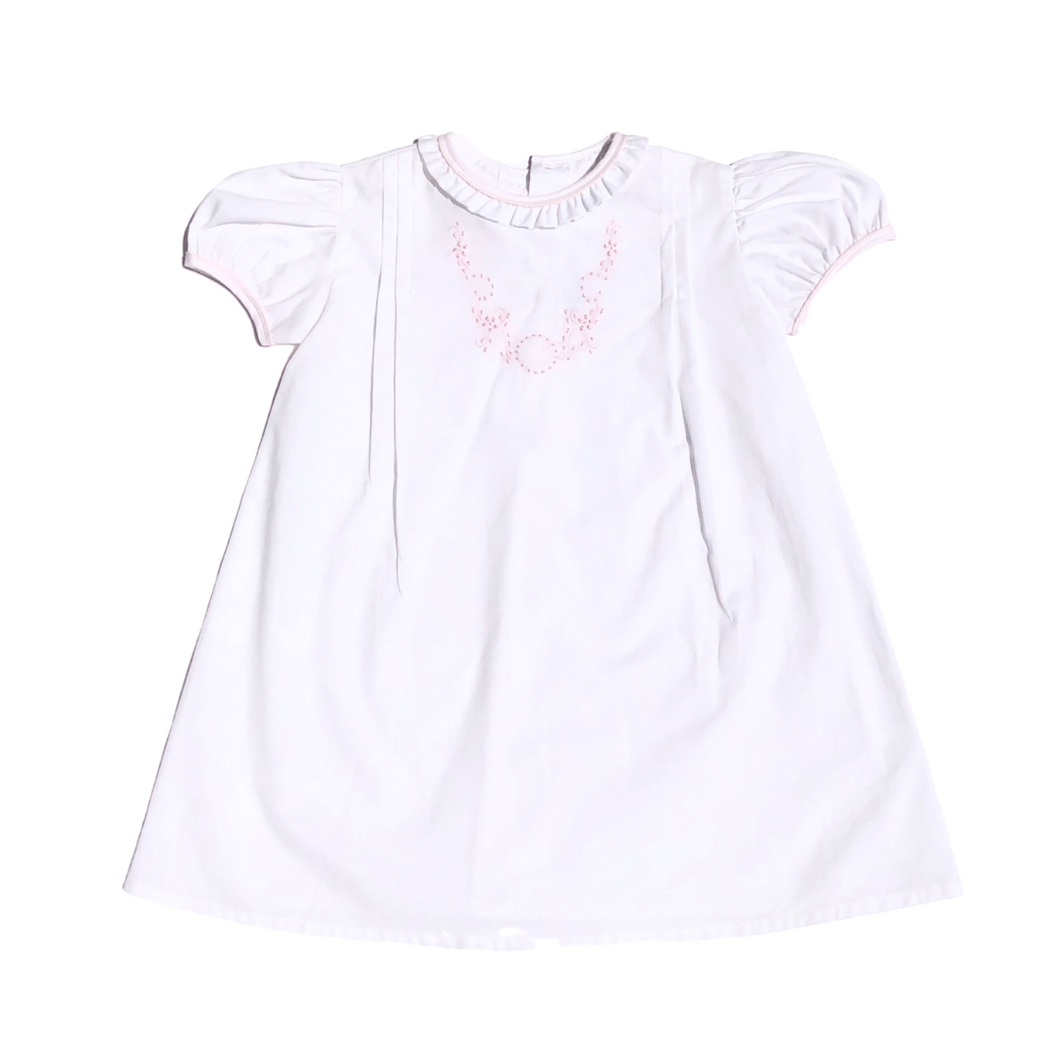 Daygown - White with Pink Embroidery