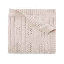 Load image into Gallery viewer, Blush Leaf Knit Baby Blanket
