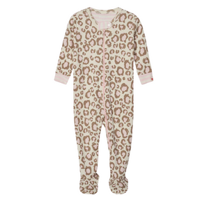 Printed Leopard Organic Cotton Footed Coverall