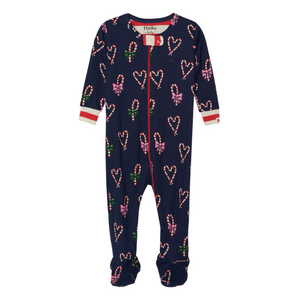 Candy Cane Hearts Organic Cotton Footed Coverall