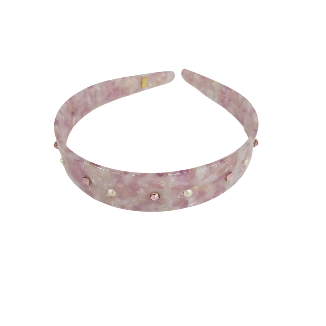 Pink Resin Headband With Stones