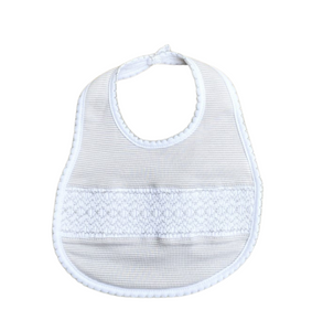 Claire And Clive's Silver Smocked Bib
